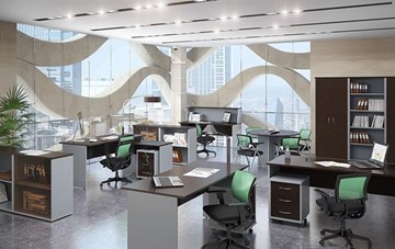 Офисный комплект мебели IMAGO четыре рабочих места, стол для переговоров в Омске - предосмотр