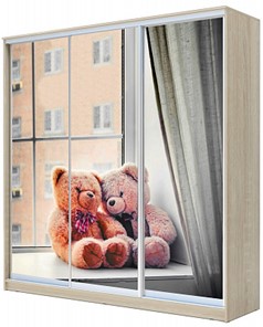 Детский шкаф  ХИТ 23-20/2-777-26, Мишки на окне, Дуб Сонома в Омске - предосмотр