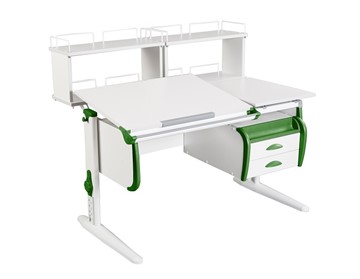 Детский стол-трансформер 1/75-40 (СУТ.25) + Polka_zz 1/600 (2 шт.) + Tumba 3  белый/белый/Зеленый в Омске