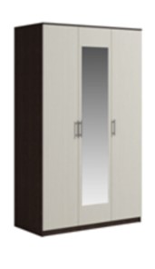 Шкаф 3 двери Светлана, с зеркалом, венге/дуб молочный в Омске