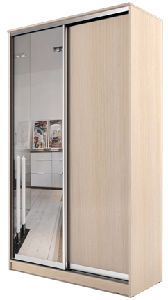 Шкаф 2-х дверный 2200х1200х420 с одним зеркалом ХИТ 22-4-12/2-15 Дуб Млечный в Омске - изображение