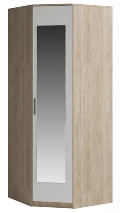 Распашной шкаф угловой Светлана, с зеркалом, белый/дуб сонома в Омске - изображение