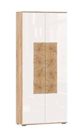 Шкаф двухстворчатый Фиджи с декоративными накладками 659.310, Дуб Золотой/Белый в Омске - изображение