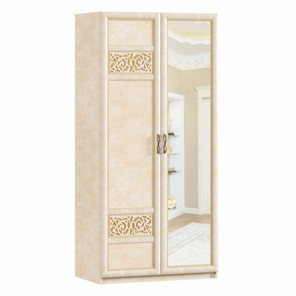 Шкаф 2х-дверный Александрия с зеркалом ЛД 625.053, Рустика/Кожа Ленто в Омске