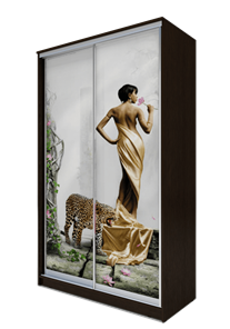 Шкаф 2300х1500х420, Девушка с леопардом ХИТ 23-4-15-77-03 Венге Аруба в Омске
