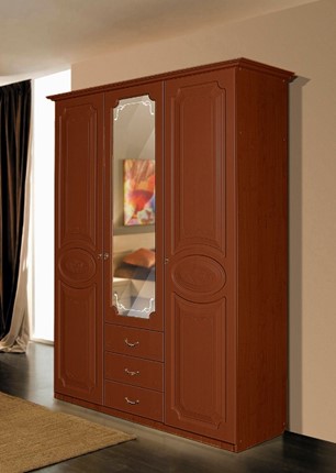 Шкаф Ивушка-5 3-х створчатый с ящиками, цвет Итальянский орех в Омске - изображение