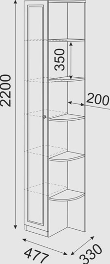 Угловой шкаф-стеллаж Беатрис М13 левый (Орех Гепланкт) в Омске - изображение 3