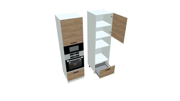 Кухонный шкаф-пенал П7 3, Дуб крафт/Белый в Омске - изображение
