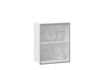 Кухонный шкаф 600, Шервуд, со стеклом правый, ЛД 281.352.000.116, белый/серый в Омске