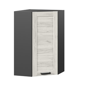 Навесной кухонный шкаф 600 угловой высокий Винченца ЛД 234.620.000.089, Чёрный/Дуб Крафт белый в Омске