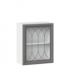 Кухонный навесной шкаф Джелатто 600 со стеклом ЛД 241.350.000.105, Белый/Оникс серый в Омске