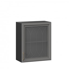 Настенный шкаф Джелатто 600 со стеклом ЛД 241.350.000.147, Черный/Оникс серый в Омске
