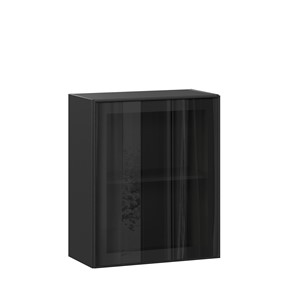 Шкаф настенный со стеклом 600 Индиго ЛД 298.350.000.063, Чёрный/Чёрный в Омске