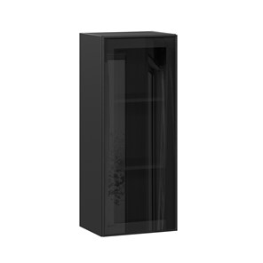 Навесной шкаф высокий со стеклом 400 Индиго ЛД 298.420.000.068, Чёрный/Чёрный в Омске