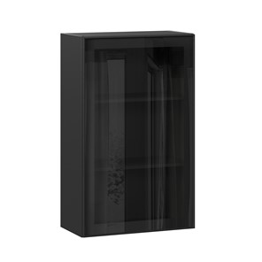 Настенный шкаф высокий со стеклом 600 Индиго ЛД 298.450.000.170, Чёрный/Чёрный в Омске