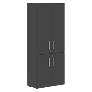 Широкий шкаф высокий FORTA Черный Графит FHC 80.2(Z) (798х404х1965) в Омске
