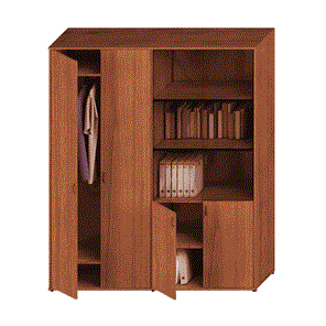 Шкаф высокий офисный Престиж, одежда/стекло, темный орех, 175x46x203, Исп.60 в Омске