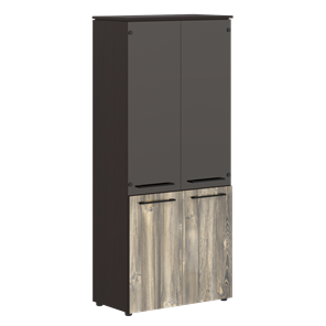 Шкаф колонка со стеклянными и глухими дверями MORRIS  Дуб Базель/Венге Магия MHC 85.2 (854х423х1956) в Омске