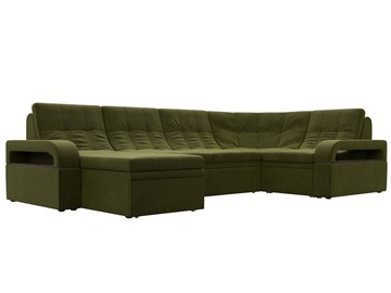 П-образный диван Лига-035, Зеленый (Микровельвет) в Омске