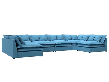 П-образный диван Лига-040, Амур голубой (рогожка) в Омске