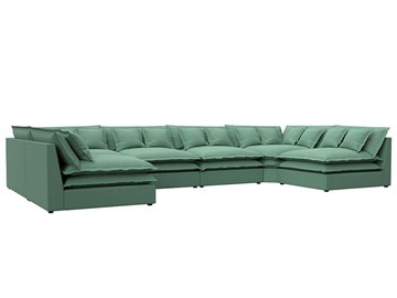 Большой П-образный диван Лига-040, Амур зеленый (рогожка) в Омске