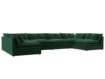 Большой П-образный диван Лига-040, Зеленый (велюр) в Омске