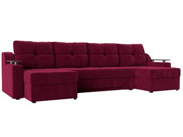 Большой П-образный диван Сенатор, Бордовый (Микровельвет) боннель в Омске
