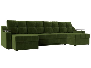 П-образный диван Сенатор, Зеленый (Микровельвет) боннель в Омске