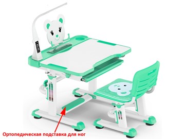 Растущий стол и стул Mealux EVO BD-04 Teddy New XL, с лампой, green, зеленая в Омске