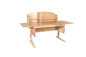 Детский стол-трансформер 1/75-40 (СУТ.25) + Polka_b 1/550 (2 шт.) + Polka_n 1/1200  бежевый/бежевый/розовый в Омске