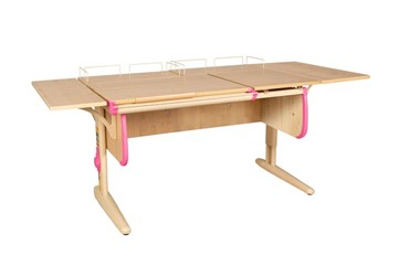 Детский стол-трансформер Дэми 1/75-40 (СУТ.25) + Polka_z 1/600 (2 шт.) + Polka_b 1/550 (2 шт.) бежевый/бежевый/розовый в Омске