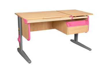 Детский стол-трансформер 1/75-40 (СУТ.25) + Tumba 1 Бежевый/Серый/розовый в Омске