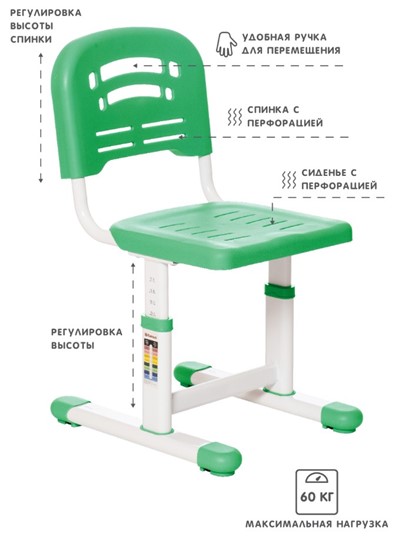 Растущие парта + стул SET HOLTO-17А, зеленый в Омске - изображение 4