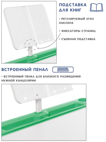 Растущие парта + стул SET HOLTO-17А, зеленый в Омске - изображение 6