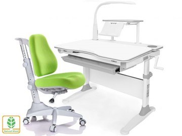Растущая парта + стул Mealux EVO Evo-30 G (арт. Evo-30 G + Y-528 KZ) (дерево)/(стол+полка+кресло+чехол+лампа)/ белая столешница (дерево), цвет пластика серый в Омске
